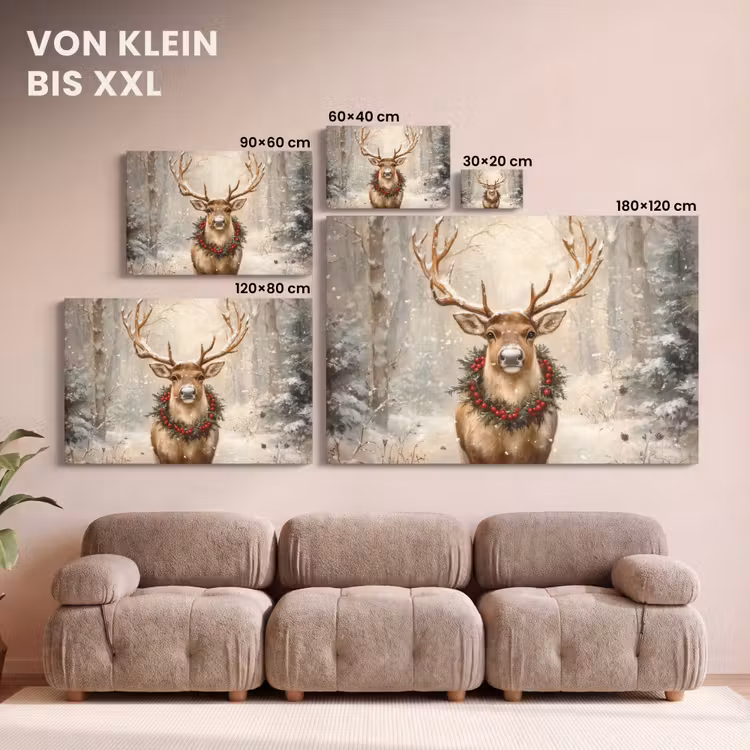 Kerst - Rendier - Winter - Krans canvas 2cm klein -Xsfeer8_DE