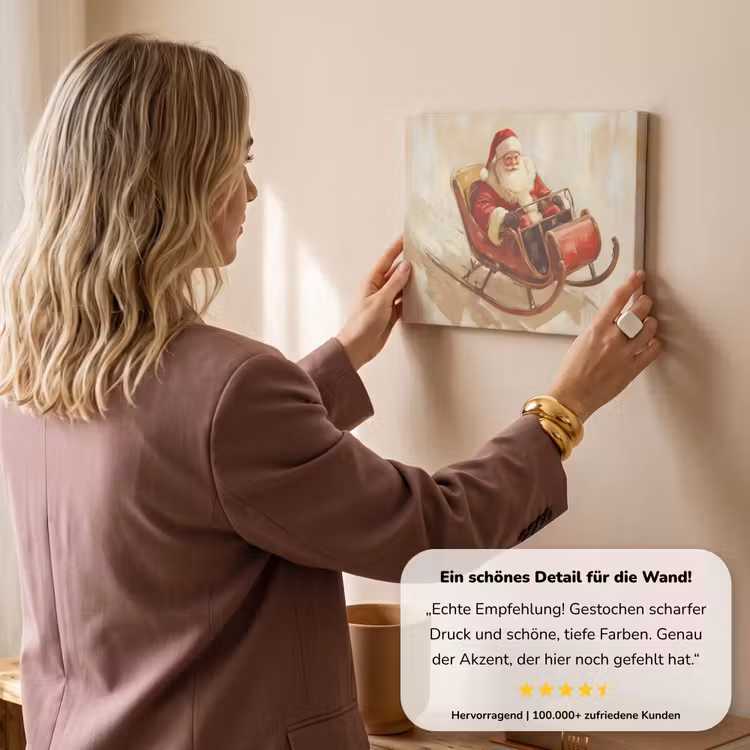 Kerst - Slee - Kerstman canvas 2cm klein -sfeer3