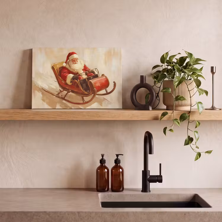 Kerst - Slee - Kerstman canvas 2cm klein -closeup_print_DE