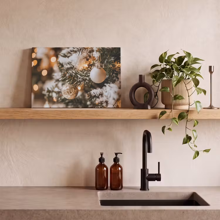 Kerst - Kerstboom - Winter - Binnen - Sneeuw canvas 2cm klein -sfeer3
