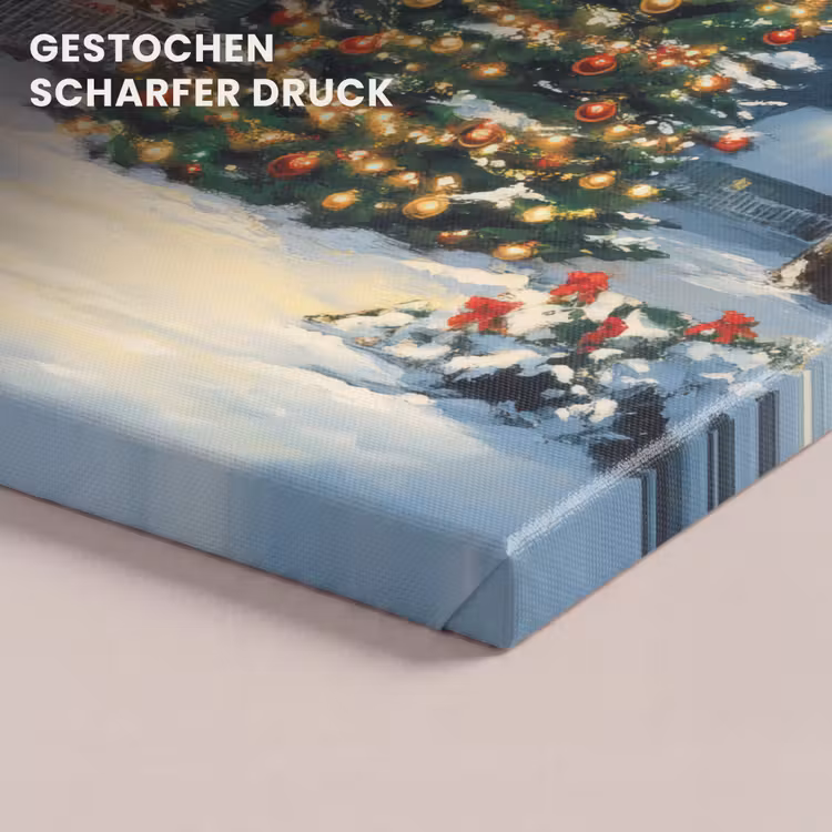 Kerst - Kerstboom - Winter - Huis - Sneeuw canvas 2cm klein -closeup_print_DE