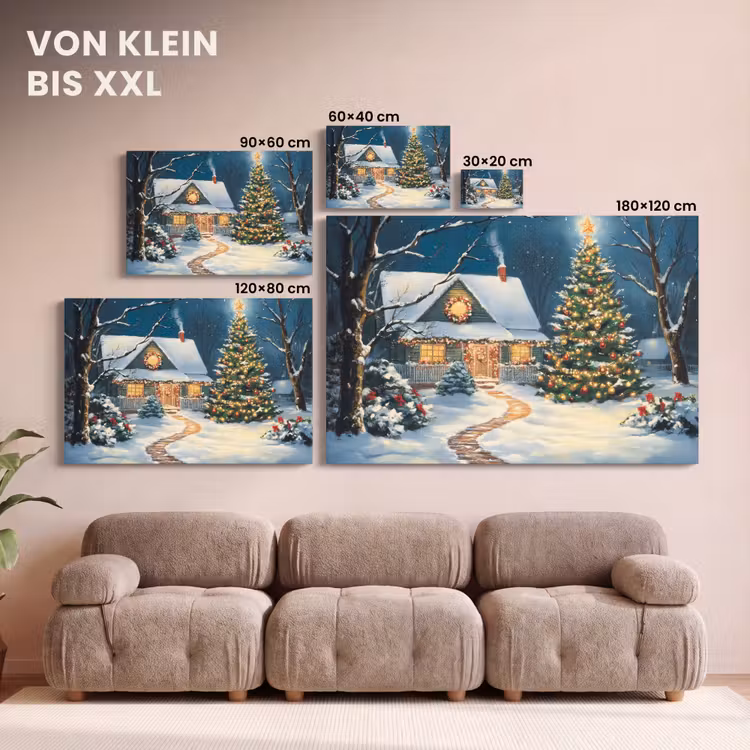 Kerst - Kerstboom - Winter - Huis - Sneeuw canvas 2cm klein -Xsfeer8_DE