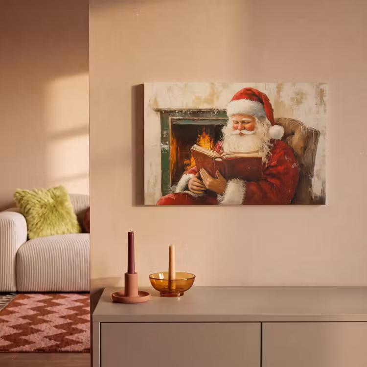 Kerst - Kerstman - Winter - Open Haard canvas 2cm klein -sfeer1