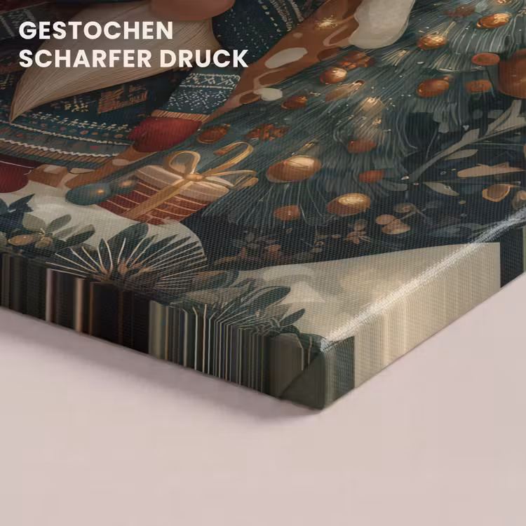 Kerst - Gnomen - Peperkoekhuisje - Rood - Groen canvas 2cm klein -closeup_print_DE