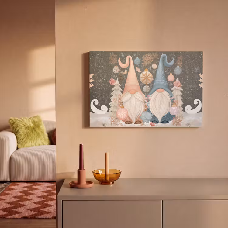 Kerst - Gnomen - Pastel canvas 2cm klein -sfeer1