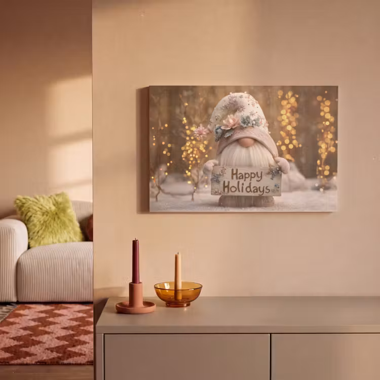 Kerst - Gnome - Bord - Kleurrijk canvas 2cm klein -sfeer1