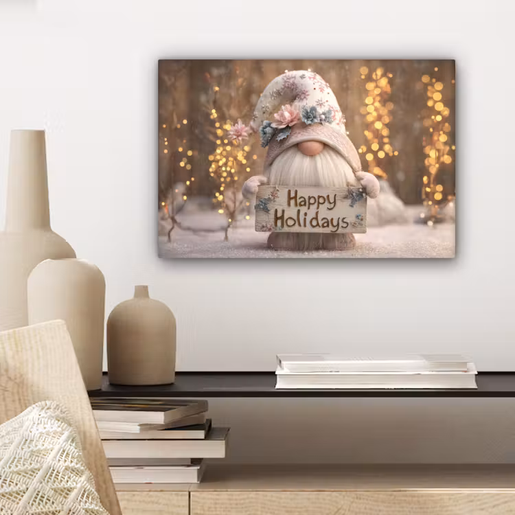 Kerst - Gnome - Bord - Kleurrijk canvas 2cm klein -closeup_print_DE