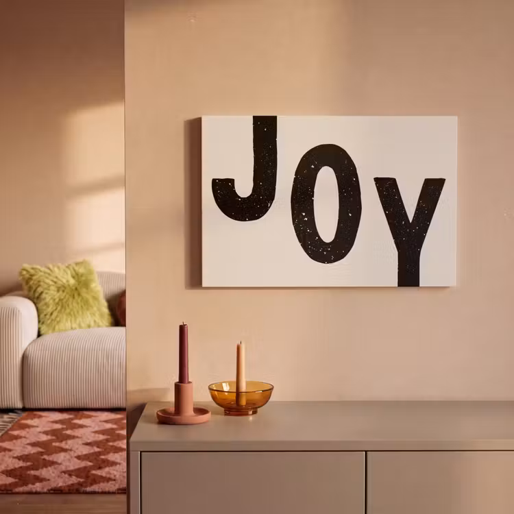Kerst - Quote - Joy - Zwart - Feestdagen canvas 2cm klein -sfeer1