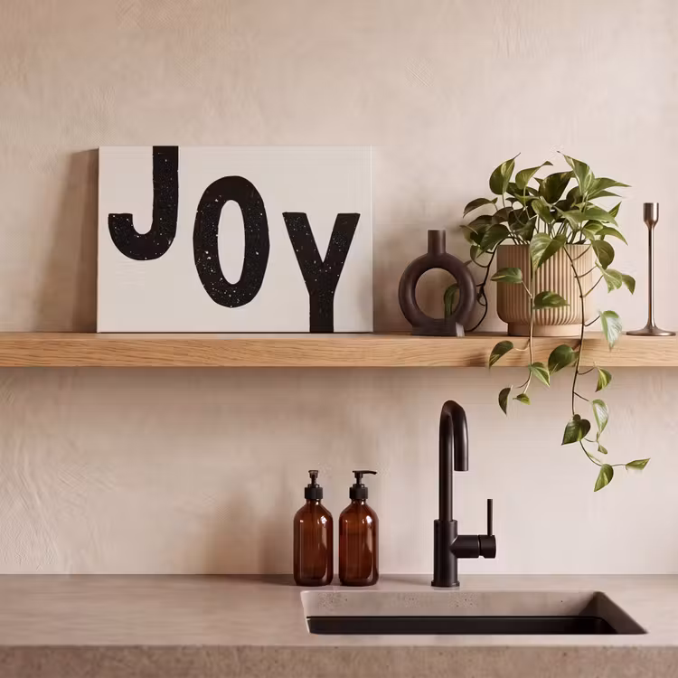 Kerst - Quote - Joy - Zwart - Feestdagen canvas 2cm klein -sfeer3