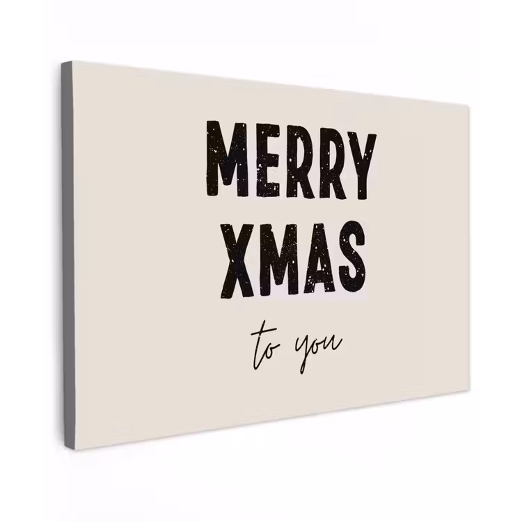 Kerst - Quotes - Merry xmas - Feestdagen - Zwart canvas 2cm klein -z3d