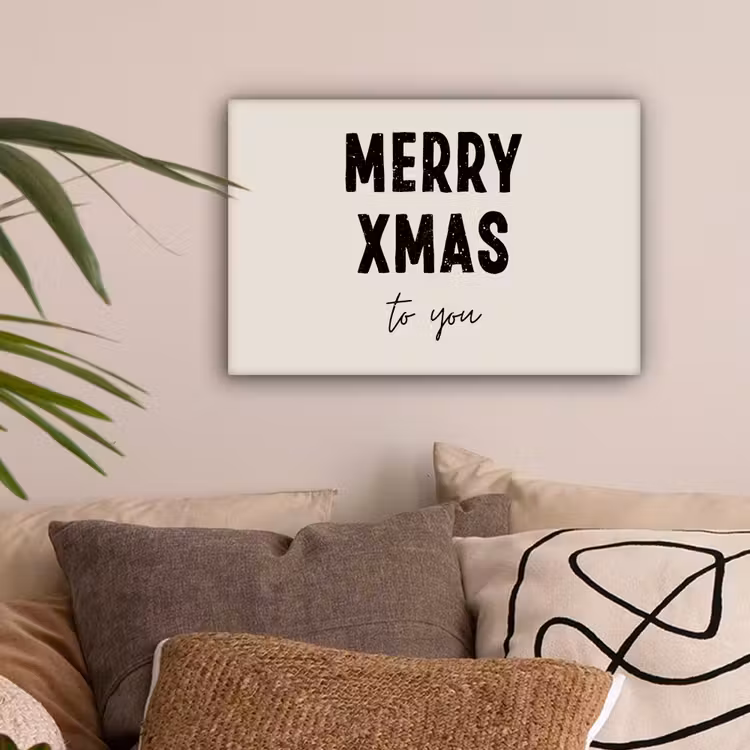 Kerst - Quotes - Merry xmas - Feestdagen - Zwart canvas 2cm klein -sfeer1