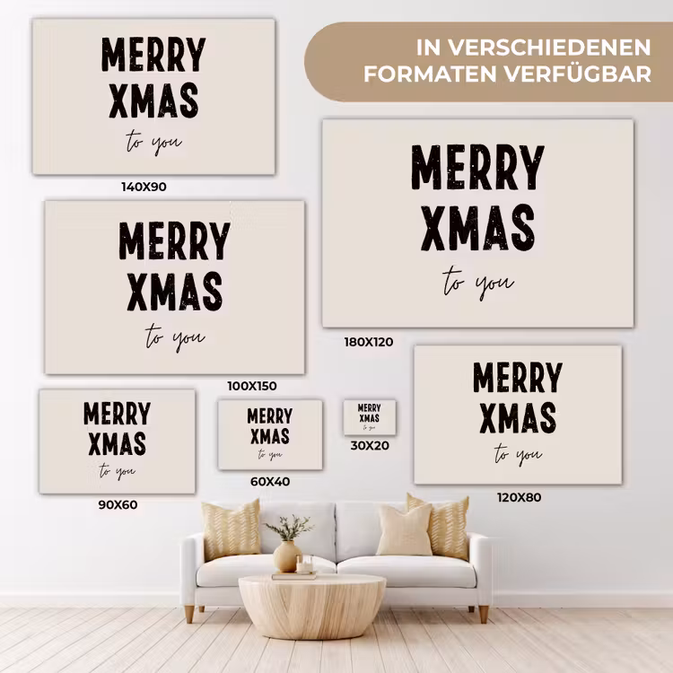 Kerst - Quotes - Merry xmas - Feestdagen - Zwart canvas 2cm klein -Xsfeer8_DE