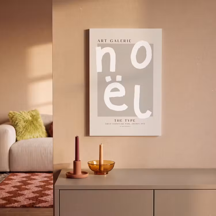 Kerstmis - Quotes - Noël - Wit - Beige canvas 2cm klein -sfeer1