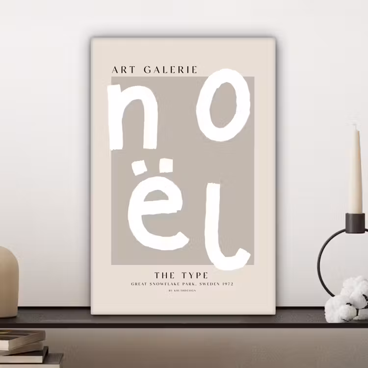 Kerstmis - Quotes - Noël - Wit - Beige canvas 2cm klein -sfeer6
