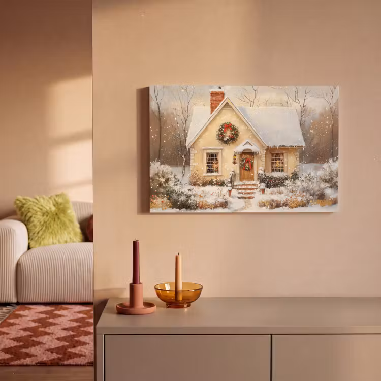 Kerst - Huis - Winter - Sneeuw canvas 2cm klein -sfeer1