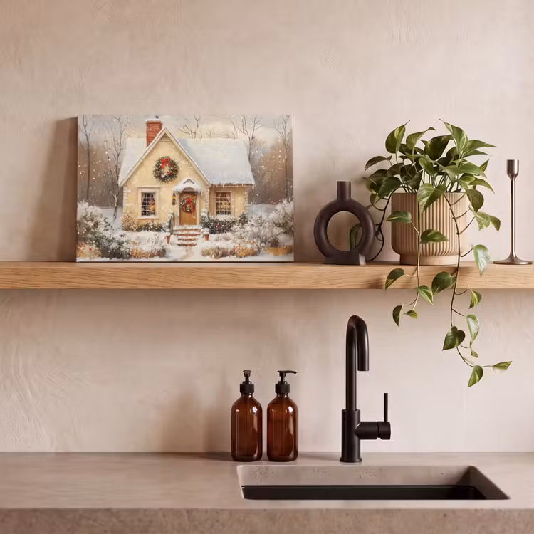 Kerst - Huis - Winter - Sneeuw canvas 2cm klein -sfeer6