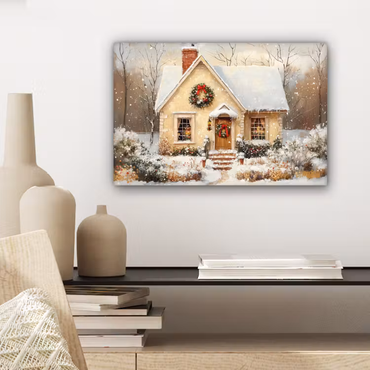 Kerst - Huis - Winter - Sneeuw canvas 2cm klein -closeup_print_DE
