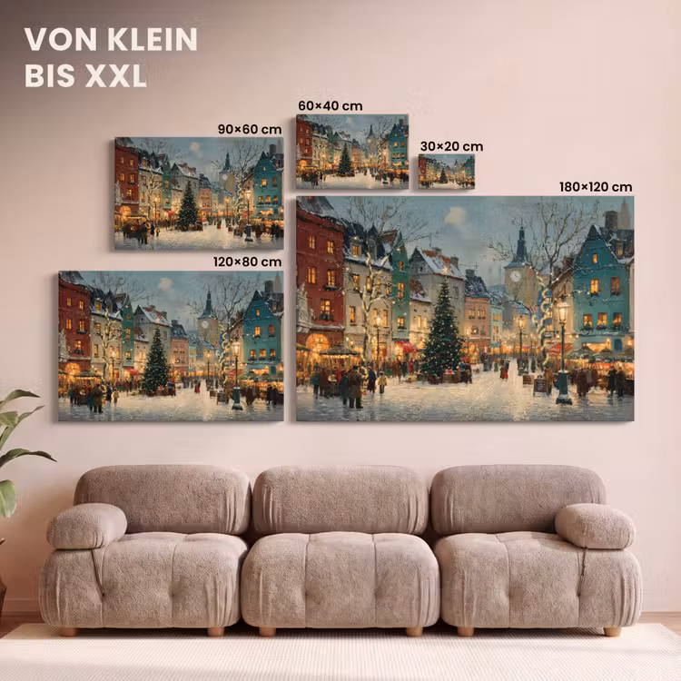 Kerstsfeer - Stadsplein - Kleurrijk canvas 2cm klein -Xsfeer8_DE