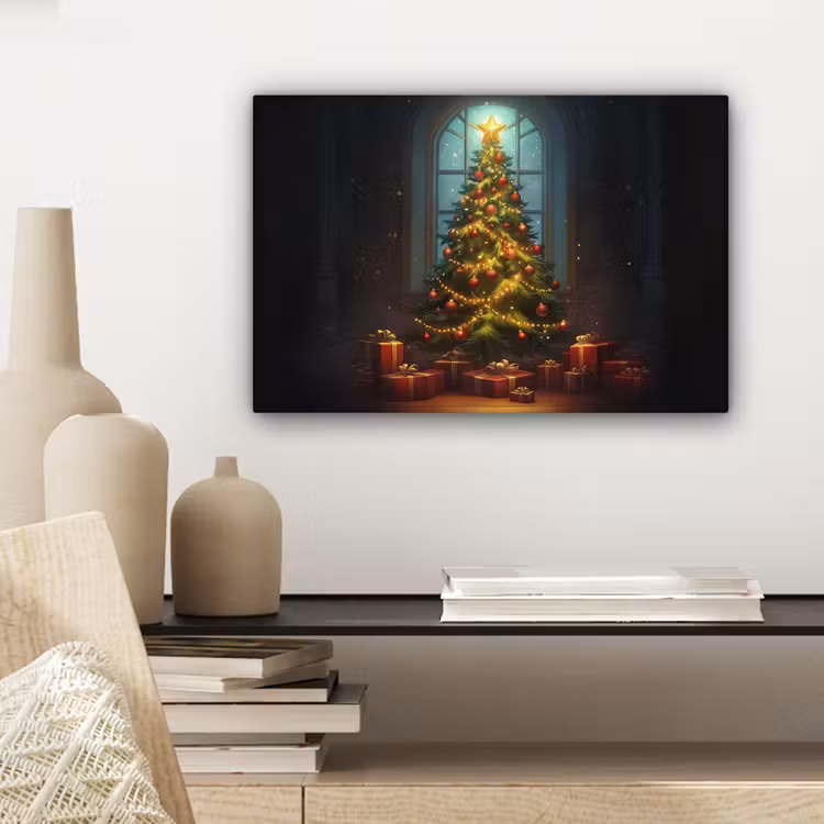 Kerstboom - Cadeau - Kerst - Winter canvas 2cm klein -sfeer6