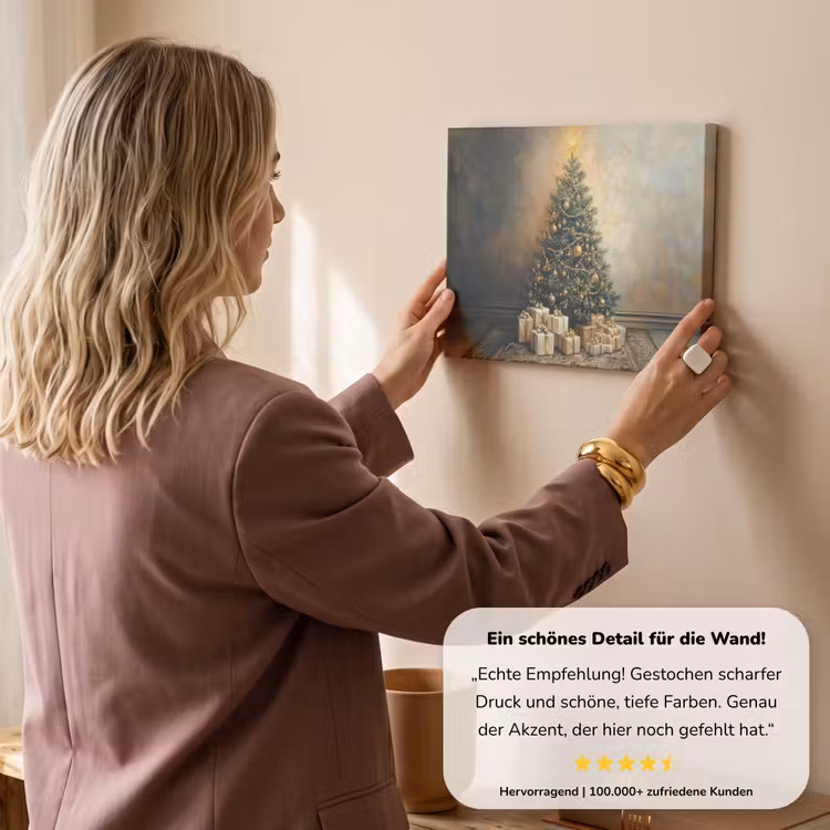 Kerstboom - Cadeaus - Goud canvas 2cm klein -sfeer3