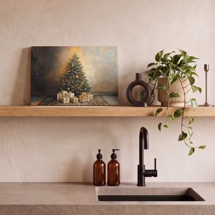 Kerstboom - Cadeaus - Goud canvas 2cm klein -sfeer6