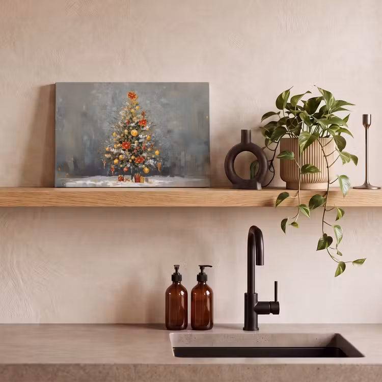 Kerstboom - Cadeaus - Rood - Goud canvas 2cm klein -sfeer6