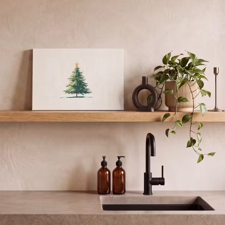Kerstboom - Illustratie - Ster - Sneeuw canvas 2cm klein -closeup_print_DE