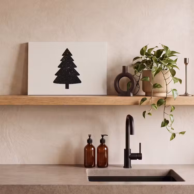 Kerstboom - Zwart - Feestdagen - Beige canvas 2cm klein -sfeer6