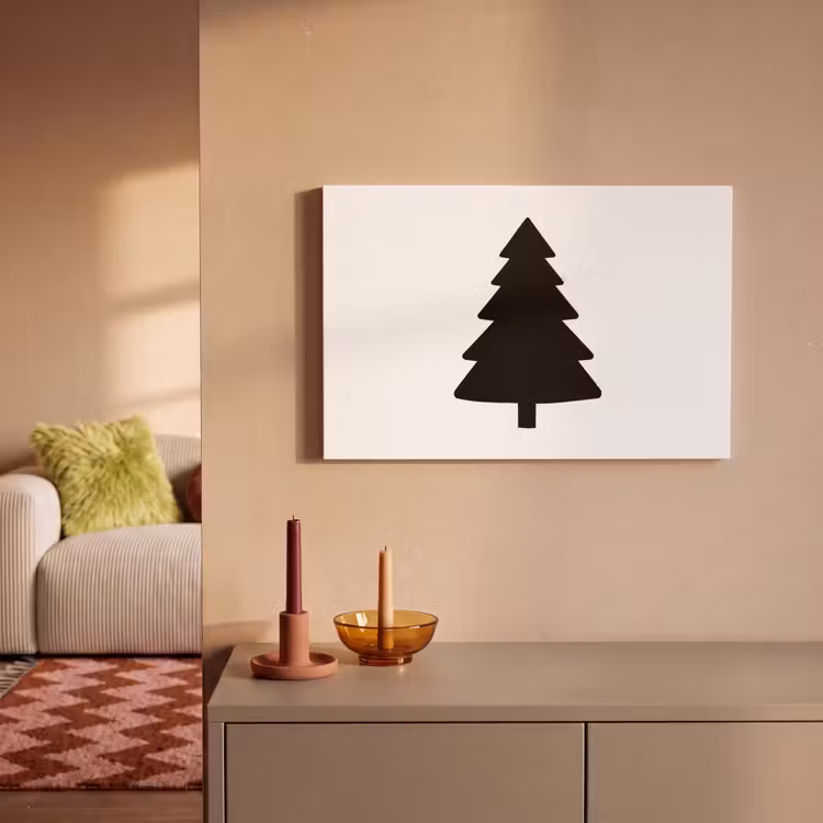 Kerstboom - Zwart - Kerstmis - Feest canvas 2cm klein -sfeer1