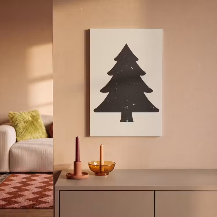 Kerstboom - Zwarte kerstboom - Boom - Japandi canvas 2cm klein -sfeer1