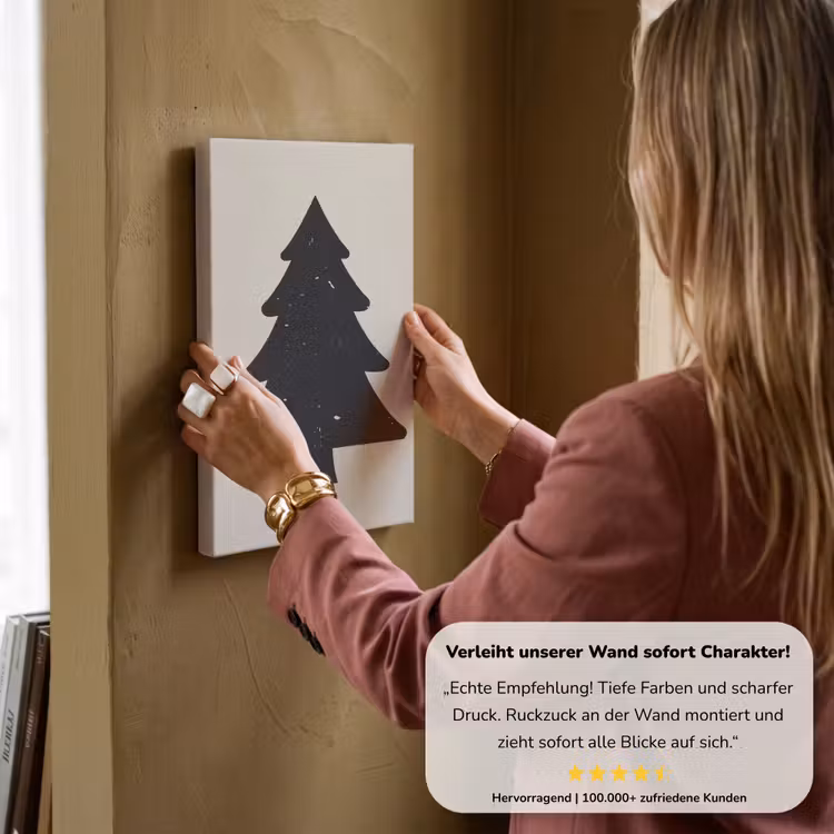 Kerstboom - Zwarte kerstboom - Boom - Japandi canvas 2cm klein -Xsfeer7_DE