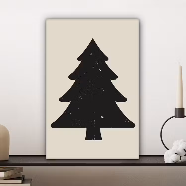 Kerstboom - Zwarte kerstboom - Boom - Japandi canvas 2cm klein -sfeer6