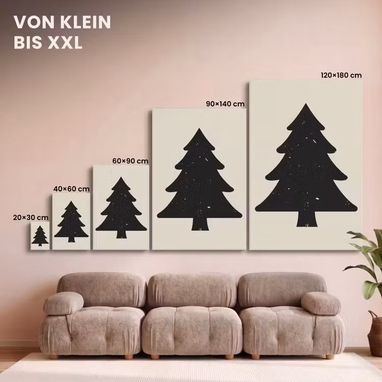 Kerstboom - Zwarte kerstboom - Boom - Japandi canvas 2cm klein -Xsfeer8_DE