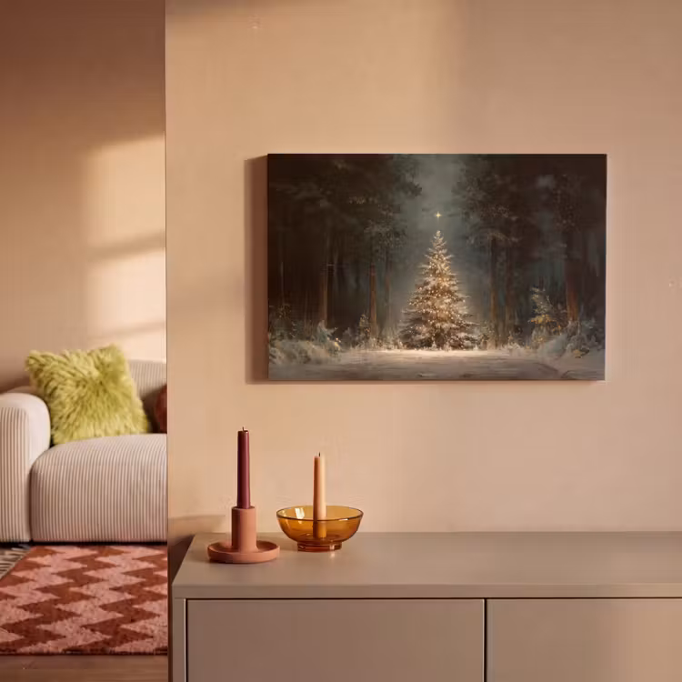 Kerstboom - Bos - Sneeuw - meerkleurig canvas 2cm klein -sfeer1