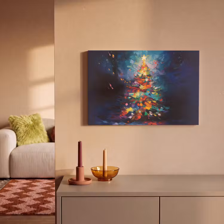 Kerstboom - Kerst - Abstract - Kleurrijk canvas 2cm klein -sfeer1
