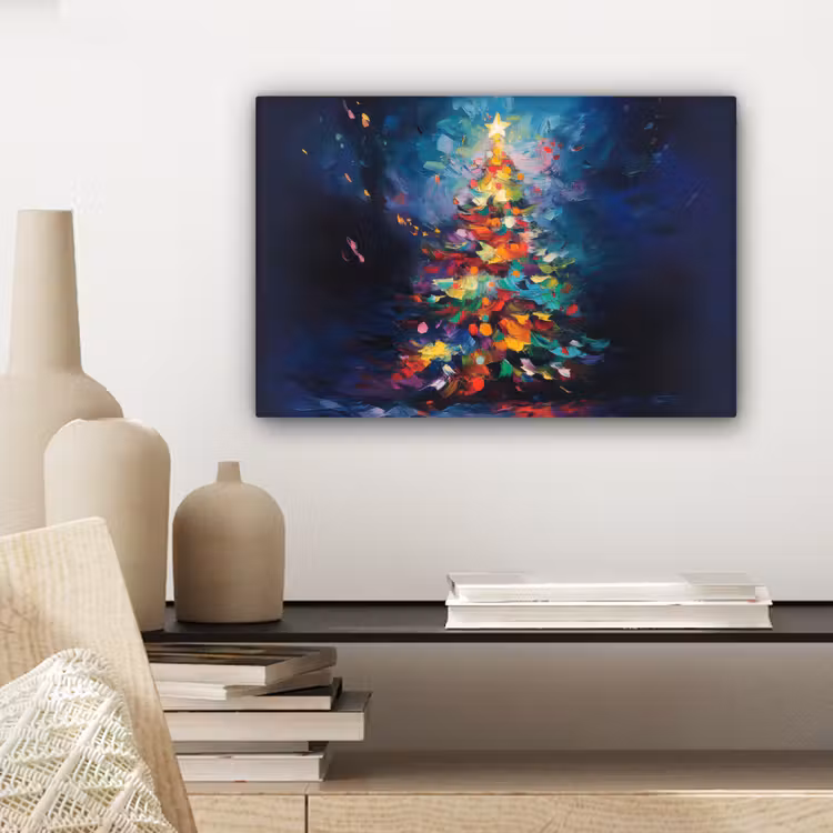 Kerstboom - Kerst - Abstract - Kleurrijk canvas 2cm klein -sfeer6
