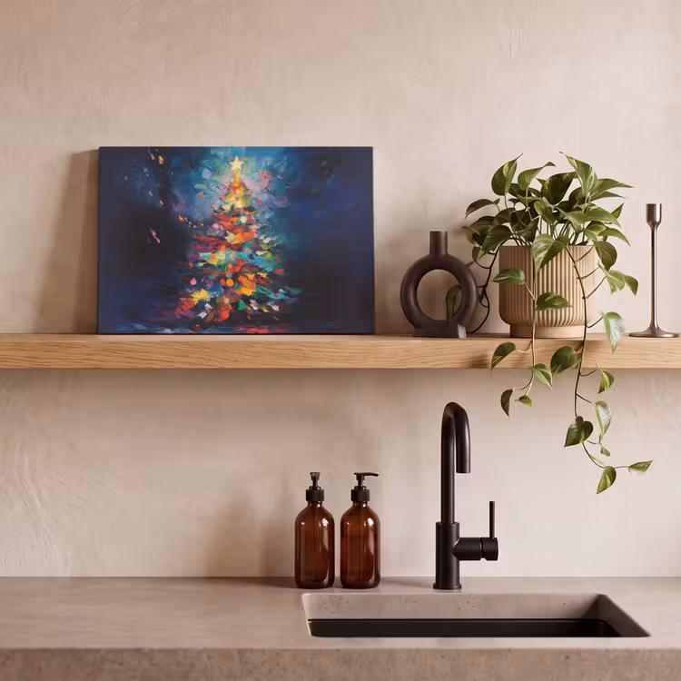 Kerstboom - Kerst - Abstract - Kleurrijk canvas 2cm klein -closeup_print_DE