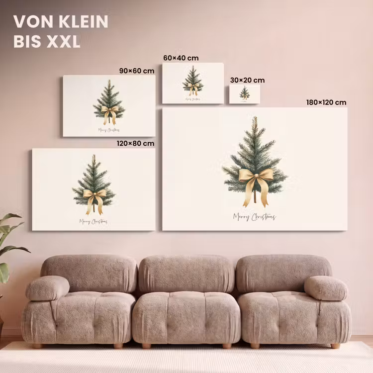 Kerstboom - Kerst - Merry Christmas - Beige canvas 2cm klein -Xsfeer8_DE