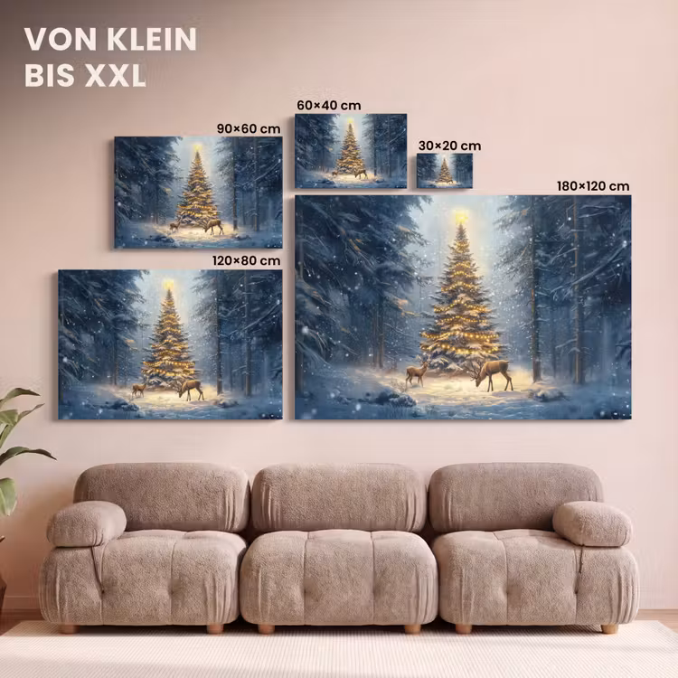 Kerstlicht - Woud - Hert - Donker canvas 2cm klein -Xsfeer8_DE
