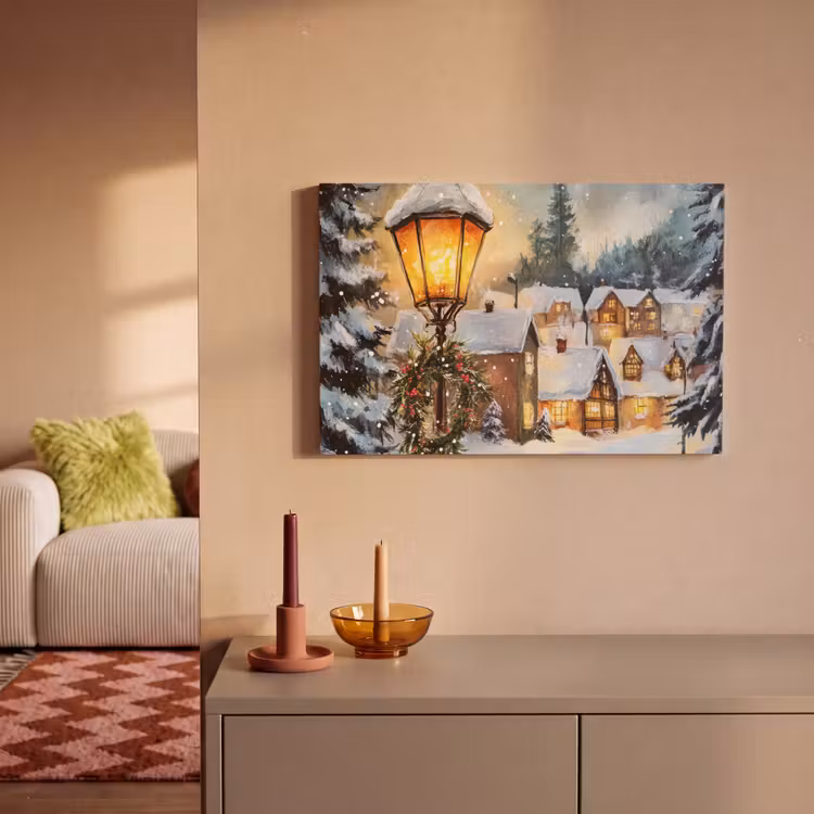 Kerstdorp - Huizen - Sneeuw - Kerst canvas 2cm klein -sfeer1