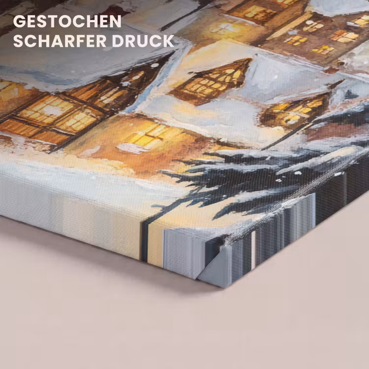 Kerstdorp - Huizen - Sneeuw - Kerst canvas 2cm klein -uniquesellingpoint_afwerking-onlywow_DE