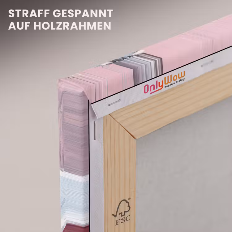 Kerstdorp - Roze - Winter - Sneeuw - Huizen canvas 2cm klein -uniquesellingpoint_afwerking-onlywow_DE