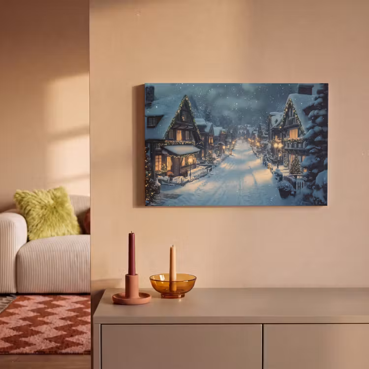 Kerstdorp - Kerst - Sneeuw - Winter canvas 2cm klein -sfeer1