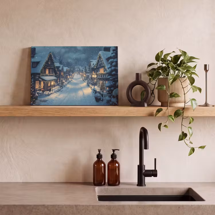 Kerstdorp - Kerst - Sneeuw - Winter canvas 2cm klein -sfeer6
