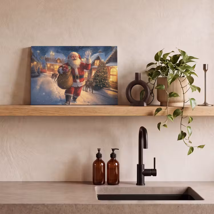 Kerstman - Dorp - Hert - Donker canvas 2cm klein -sfeer3