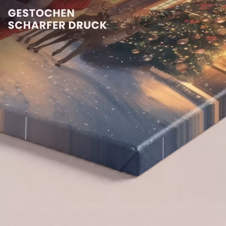 Kerstman - Dorp - Hert - Donker canvas 2cm klein -closeup_print_DE