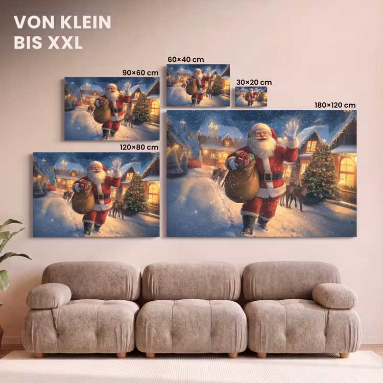 Kerstman - Dorp - Hert - Donker canvas 2cm klein -Xsfeer8_DE