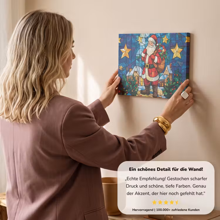 Kerstman - Glas - Kleurrijk canvas 2cm klein -sfeer3