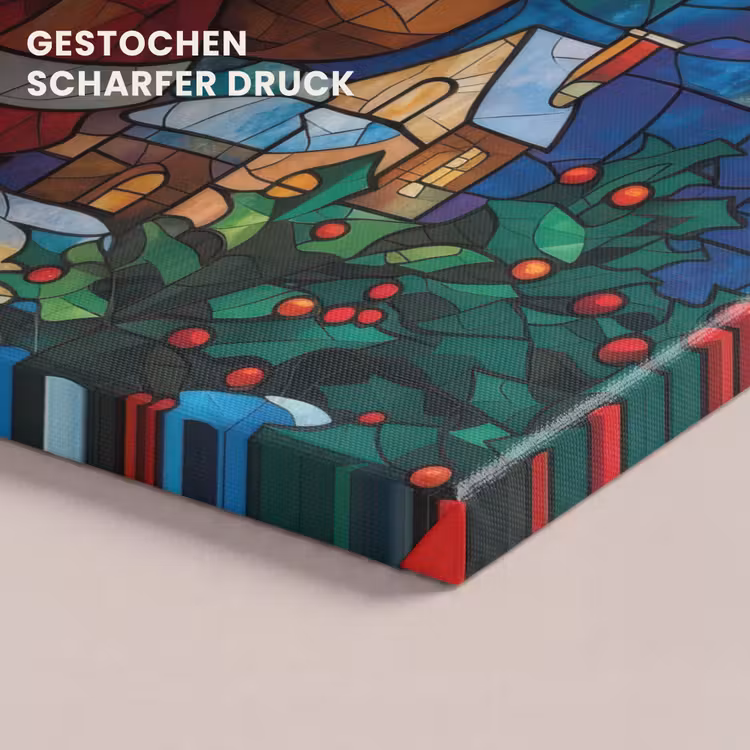 Kerstman - Glas - Kleurrijk canvas 2cm klein -uniquesellingpoint_afwerking-onlywow_DE