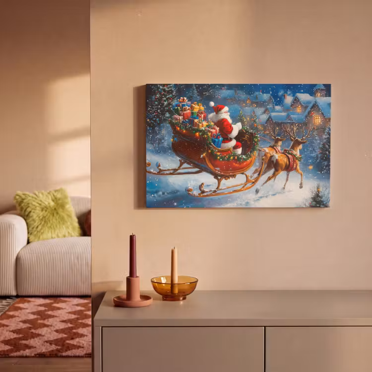 Kerstman - Rendier - Kerst - Sneeuw canvas 2cm klein -sfeer1